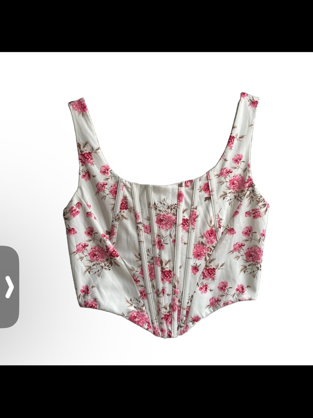 White Floral Scoop-Neck Corset Crop Top